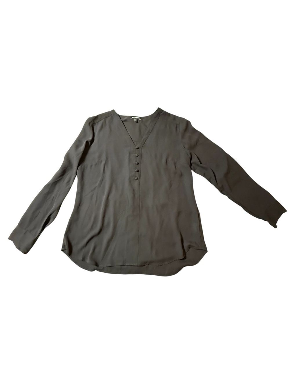 Express Blouse Womens Large Button Up Black Corporate Office